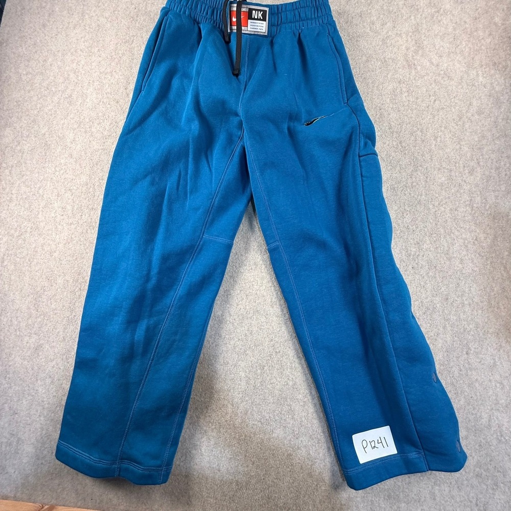 Nike Sportswear Mens Teal Blue Snap Button Fleece Sweatpants Joggers Size L